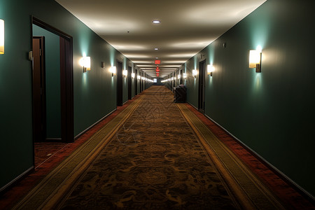 整洁干净的酒店走廊高清图片