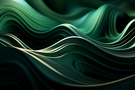 墙纸高清素材抽象3d绿色波浪墙纸插画