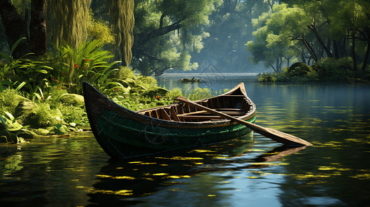 湖面的小船图片