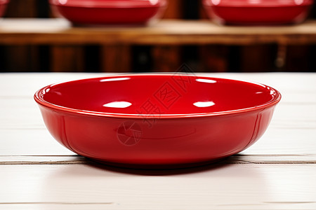 红碗菜肴陶器图片