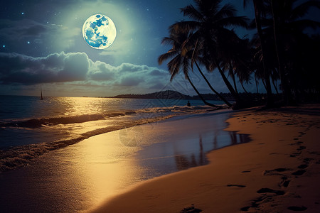 月亮从海平面升起图片