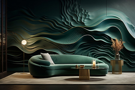 充满活力抽象混合抽象的绿色波浪客厅壁纸背景