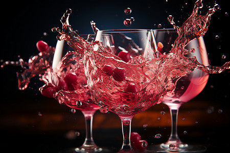 玻璃杯中的红酒图片