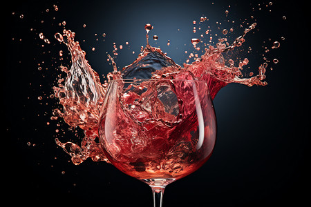 酒杯洒出的葡萄酒背景图片