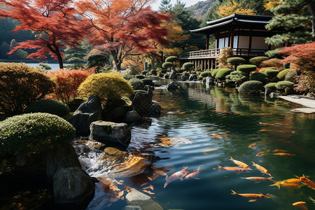 池塘里的锦鲤图片