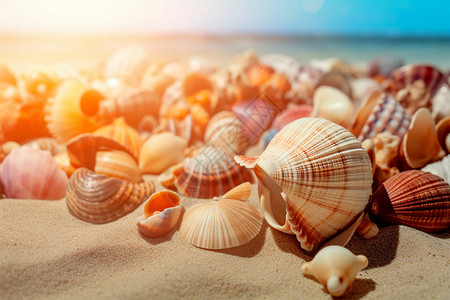 沙滩上美丽的贝壳图片