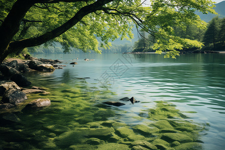 美丽的水域和树木图片