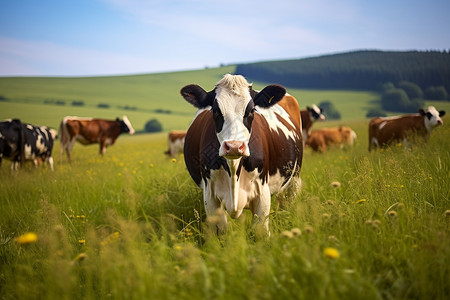 草原中的奶牛图片