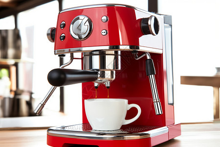 红色的咖啡机图片