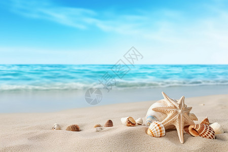 海滩上美丽的海螺图片