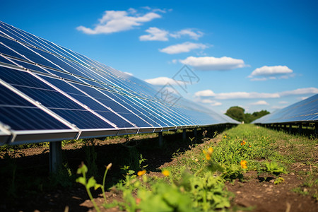 田野里安装的太阳能电池板图片