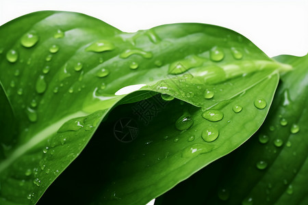 绿色植物上的露珠背景图片