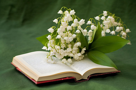 书籍上的花朵背景图片