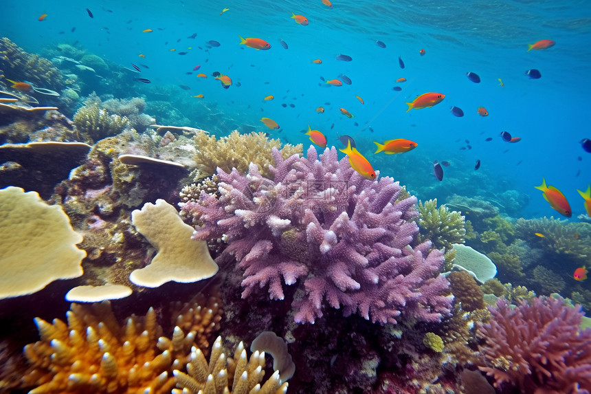 海底的珊瑚礁和鱼类图片