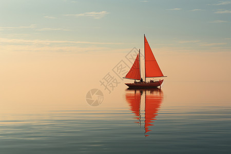 概念艺术橙色风景中的船只背景图片