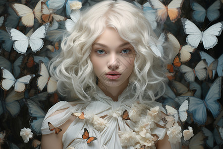 神秘的蝴蝶少女背景图片