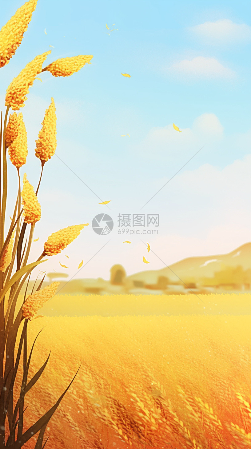 田地里金黄的小麦图片
