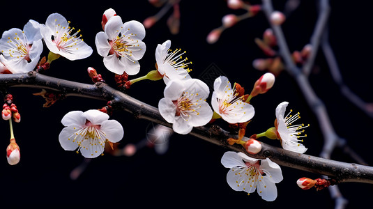 树枝上的梅花背景图片