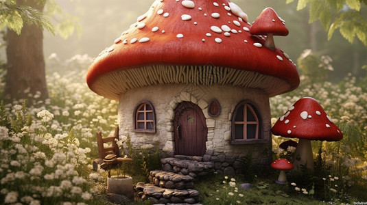 森林中的蘑菇房屋图片