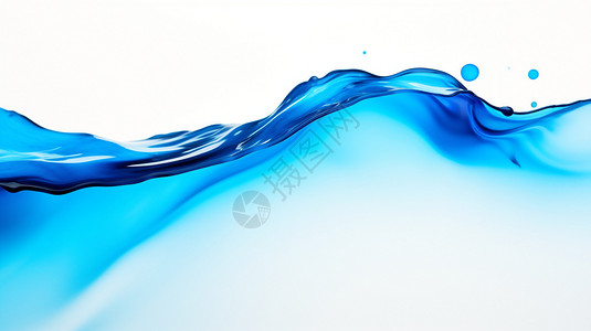 白色背景上流动的蓝色液体图片