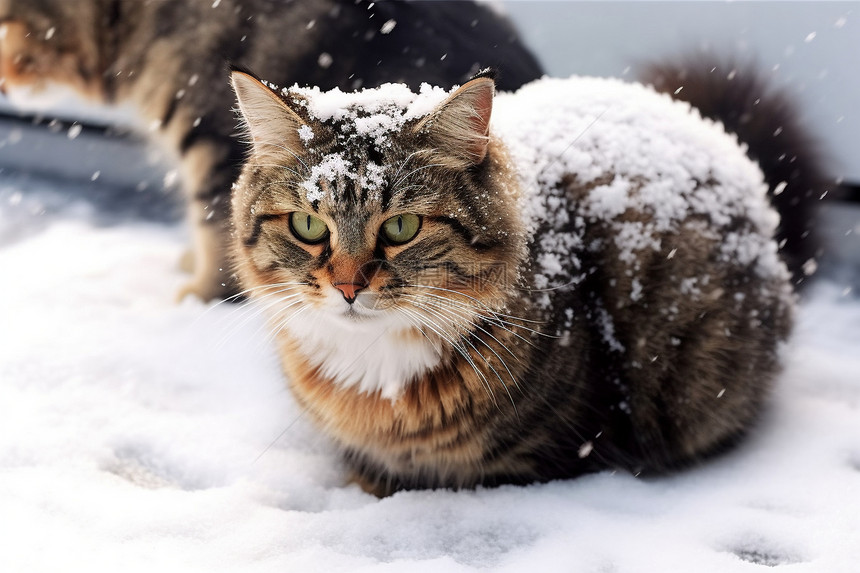 冬天孤独家猫图片
