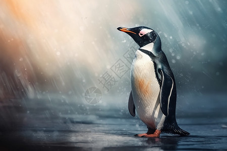 南极寒冷地区的企鹅插画
