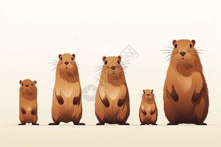 三只松鼠简约的动物插画插画