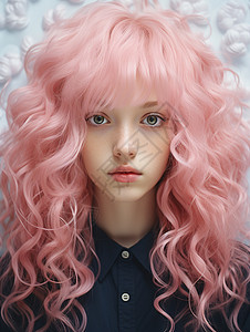 粉色头发的少女图片