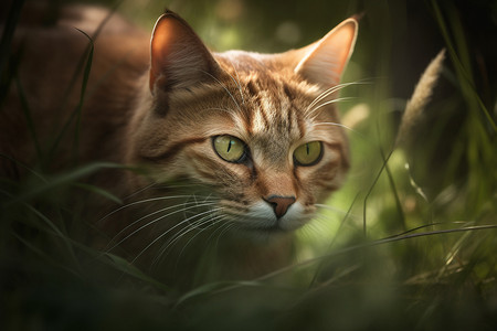 夏季户外可爱的猫咪背景图片