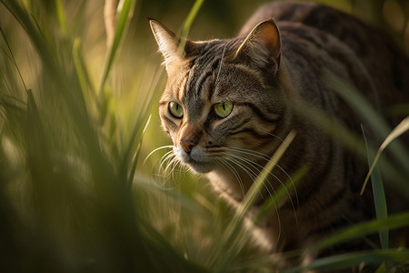 草丛中可爱的猫咪图片