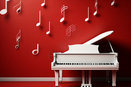 钢琴音乐会白色的钢琴乐器设计图片