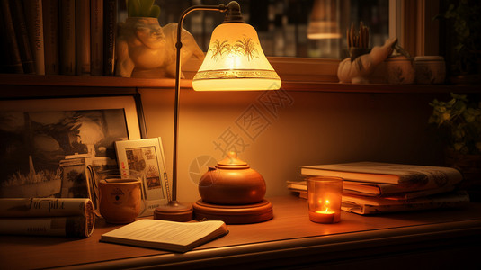 家庭书房照明的台灯图片