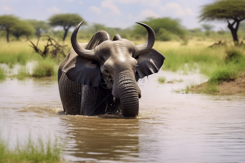非洲的野生大象图片