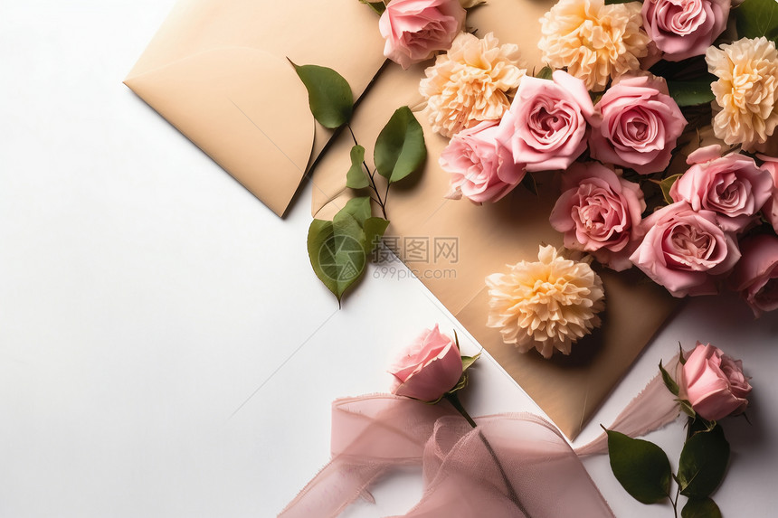 漂亮的玫瑰信封图片