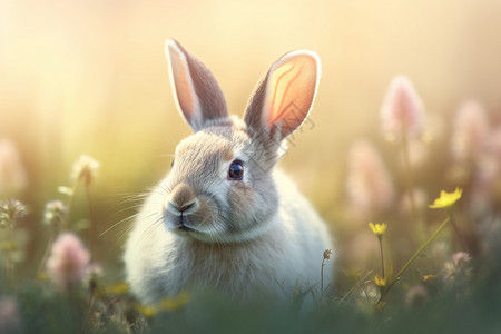 萌萌的兔子呆萌的灰色兔子背景