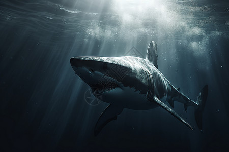 深海中捕食的鲨鱼图片