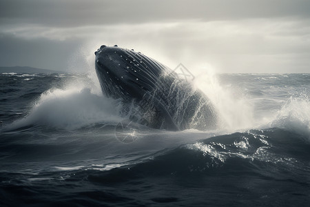 跃出海面鲸鱼跃出海面的座头鲸背景