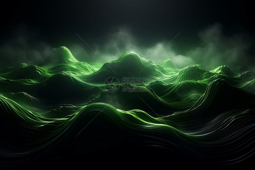动态绿波的3D背景图片