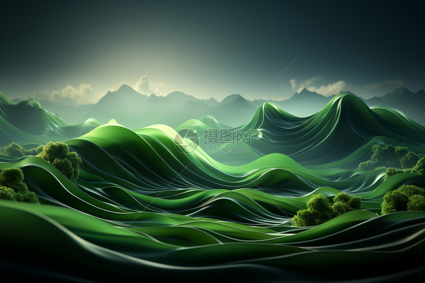 绿色抽象3D背景图片