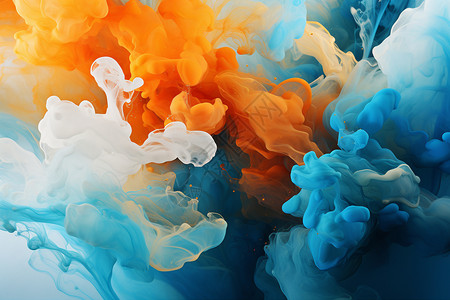 橙色水元素蓝色水彩画元素设计图片