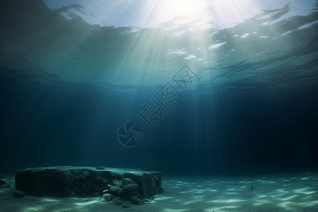 深渊厚重海底的阳光背景