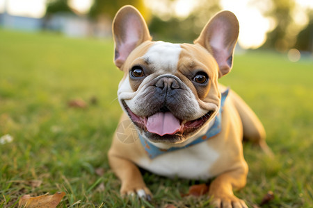 公园中开心的快乐小狗图片