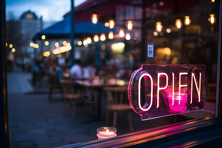 吃粽子装饰字体夜晚咖啡店的霓虹灯背景