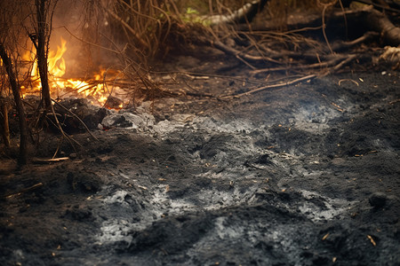 土地上燃烧的灰烬高清图片