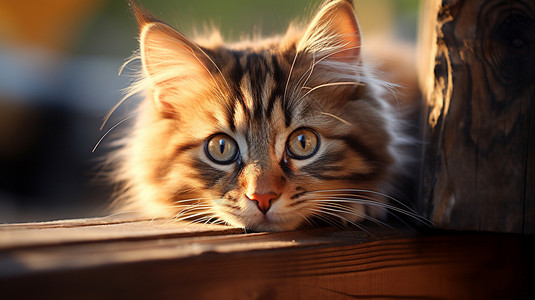阳光下呆萌的小猫背景图片