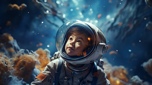 创意小男孩宇航员背景图片