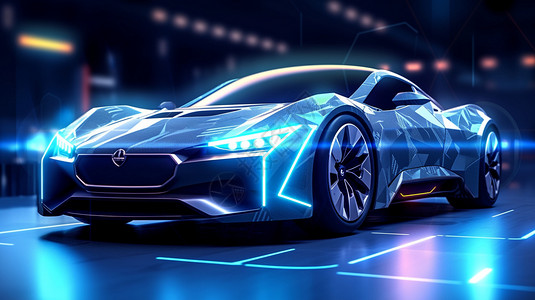 未来感创意新能源汽车插画背景图片