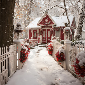 圣诞节的红色风庭院装饰图片