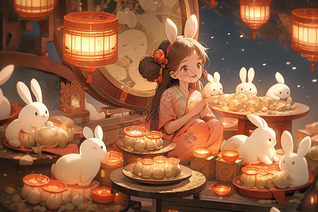 中秋节的魅力插画背景图片