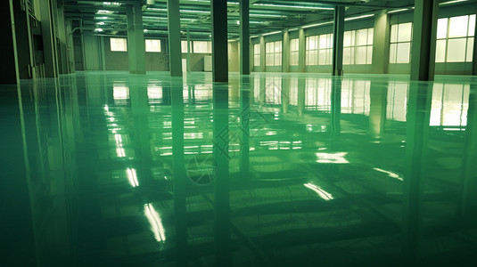 工业漆电子工厂绿色坪漆地板背景